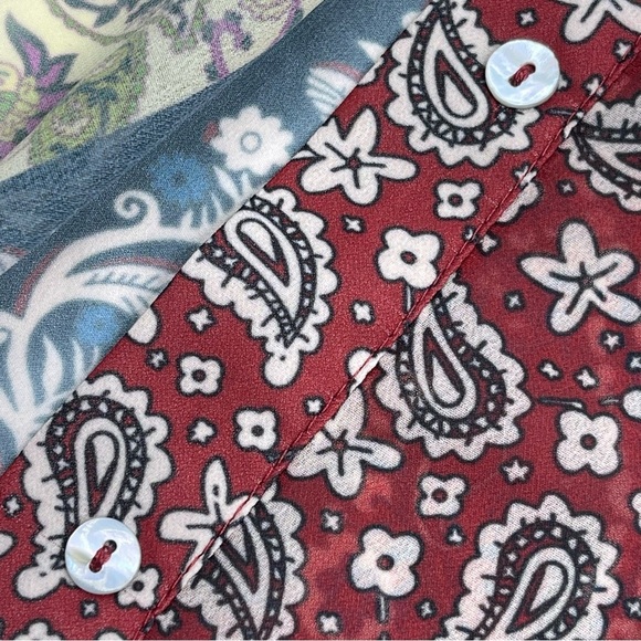 Soft Surroundings Blouse Top Langdon Patchwork Paisley Sheer Boho Peasant Office - Picture 7 of 15
